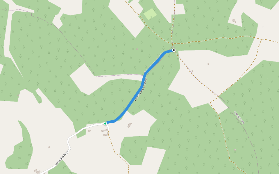 Chemin des 3 Bornes walking route map in Saint-Front-d'Alemps