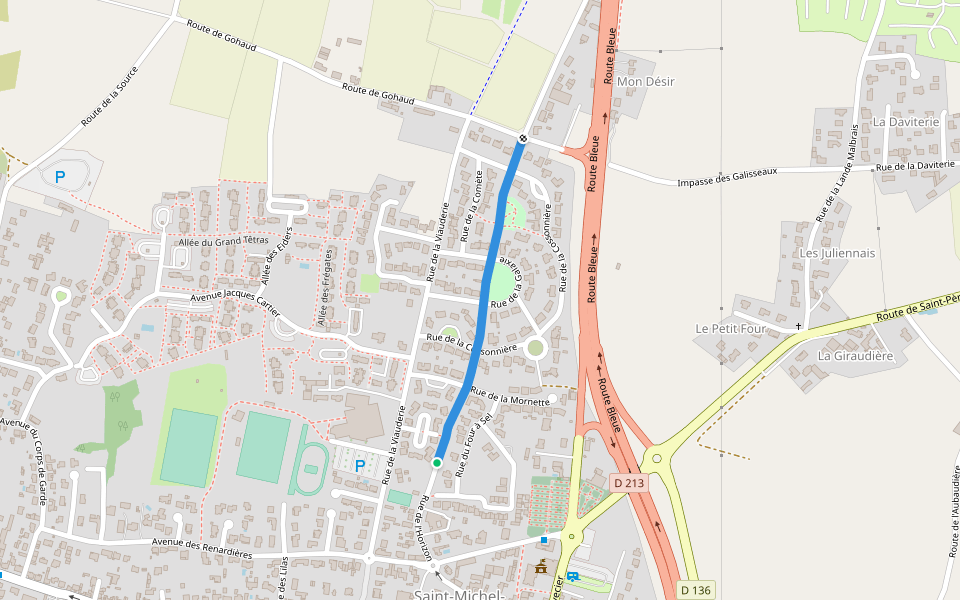 La Cossonnière des Rives walking route map in Saint-Michel-Chef-Chef