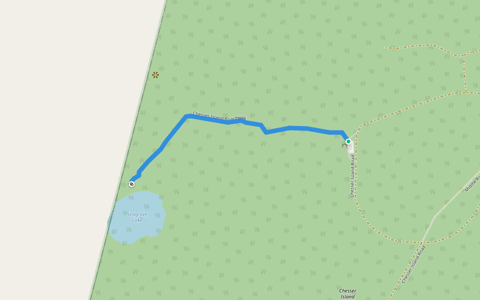 Chesser Island Boardwalk walking route map in Folkston
