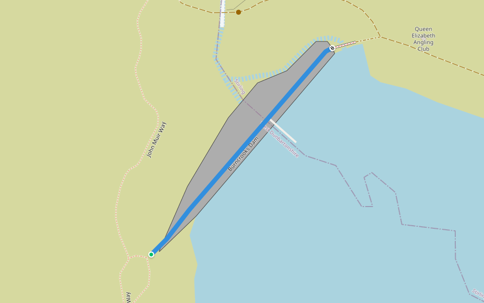 Burncrooks Dam walking route map in Gartocharn