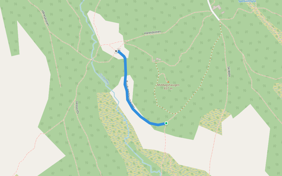 Rundt meddagshaugen walking route map in Røros