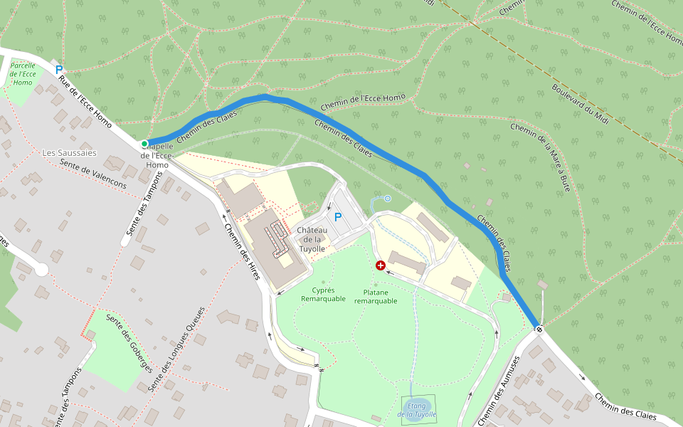 Chemin des Claies walking route map in Taverny