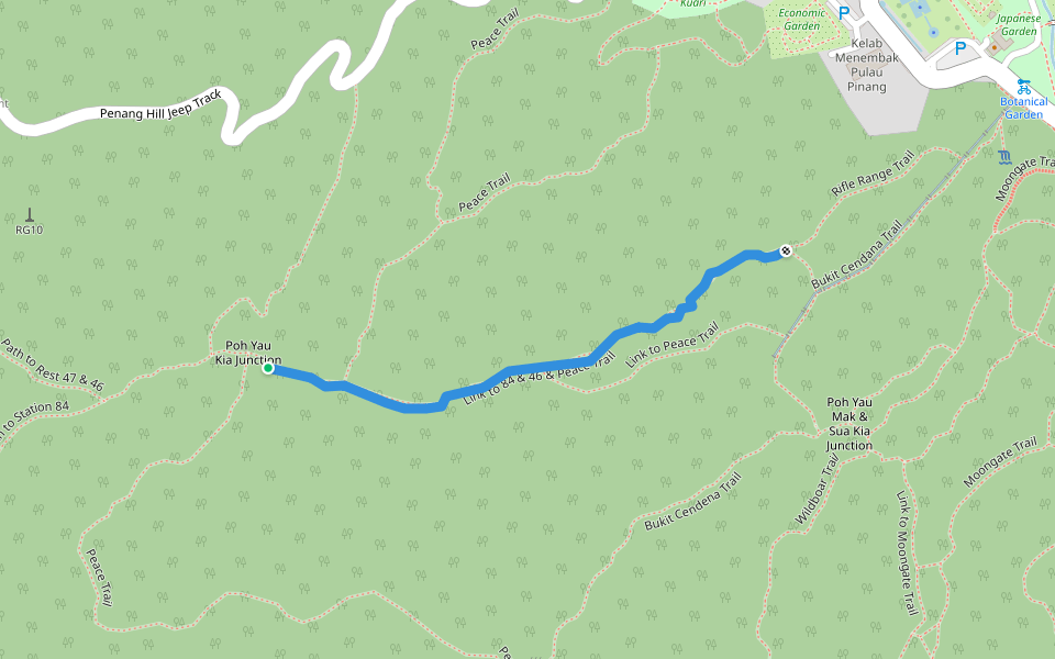 Link to 84 & 46 & Peace Trail walking route map in George Town