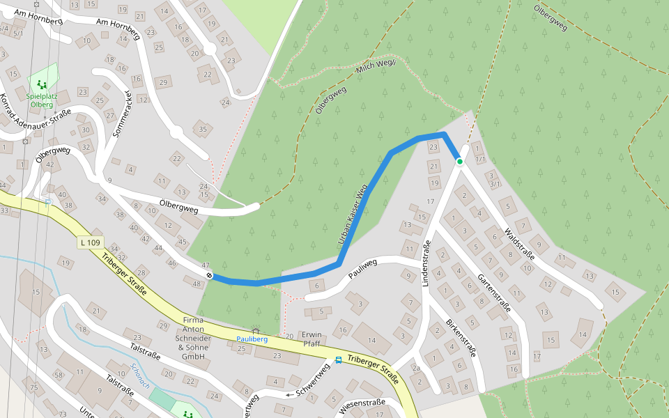 Urban Kaiser Weg walking route map in Schonach im Schwarzwald