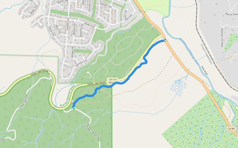 Lower Mills Peak Trail walking route map in Clio
