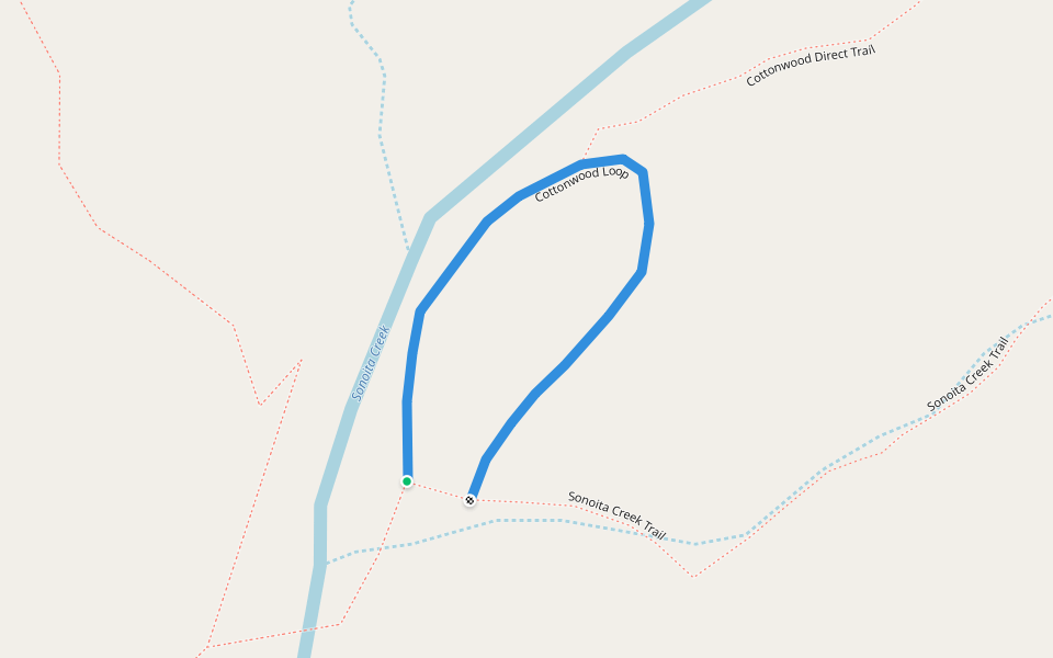 Cottonwood Loop walking route map in Nogales