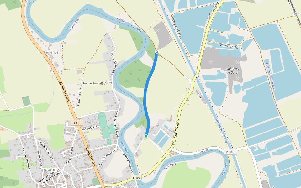 Chemin de la Folle Pensée walking route map in Gurgy