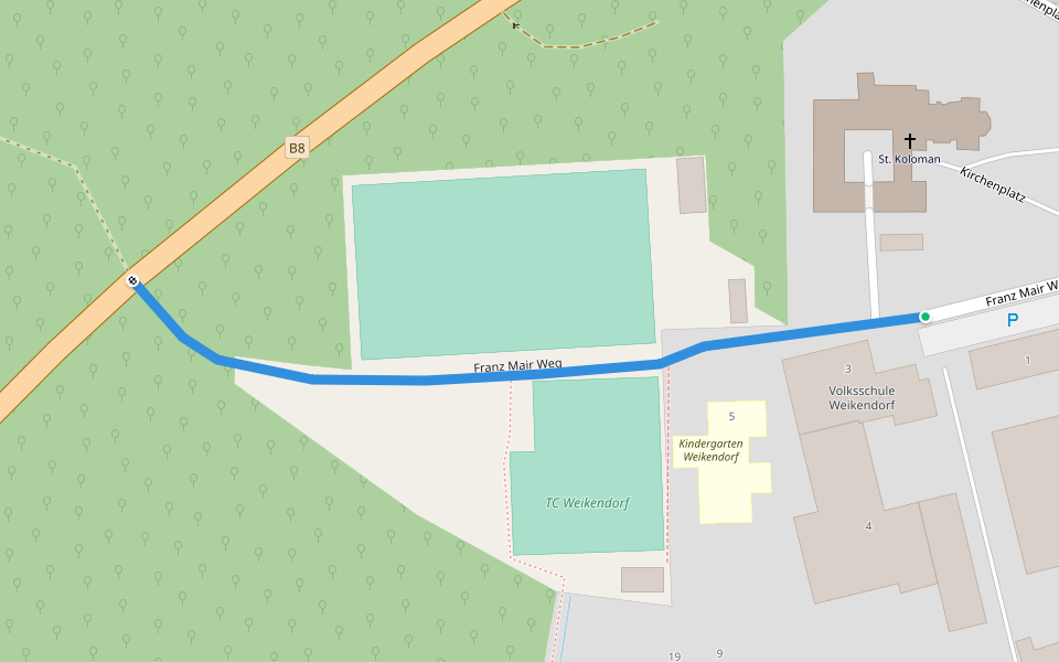 Franz Mair Weg walking route map in Weikendorf