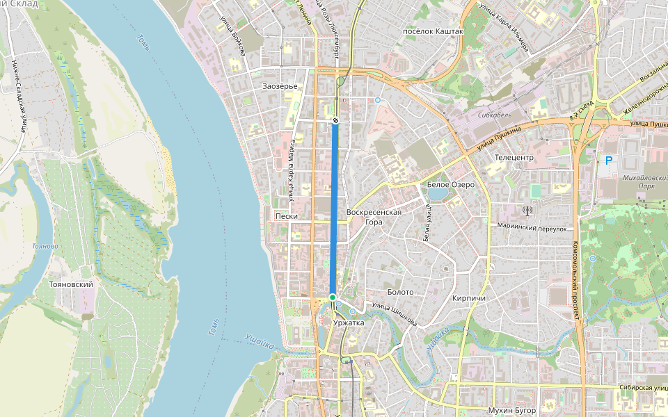 улица Розы Люксембург walking route map in Tomsk