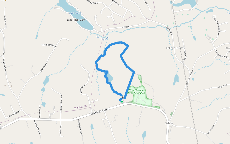 Chinqua-Penn Trail walking route map in Reidsville