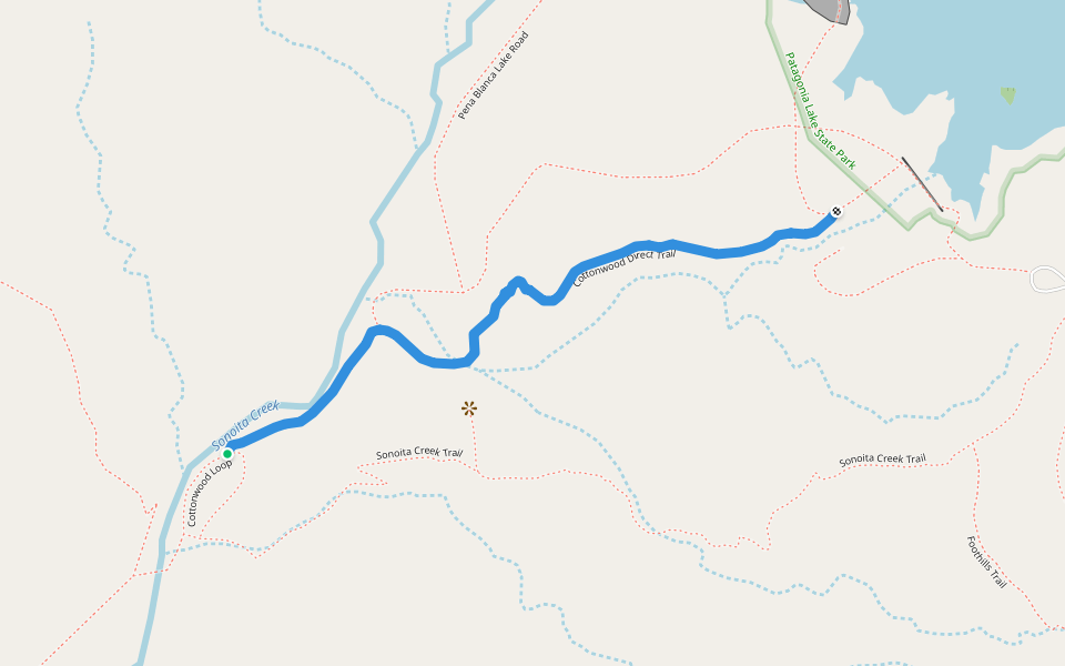 Cottonwood Direct Trail walking route map in Nogales