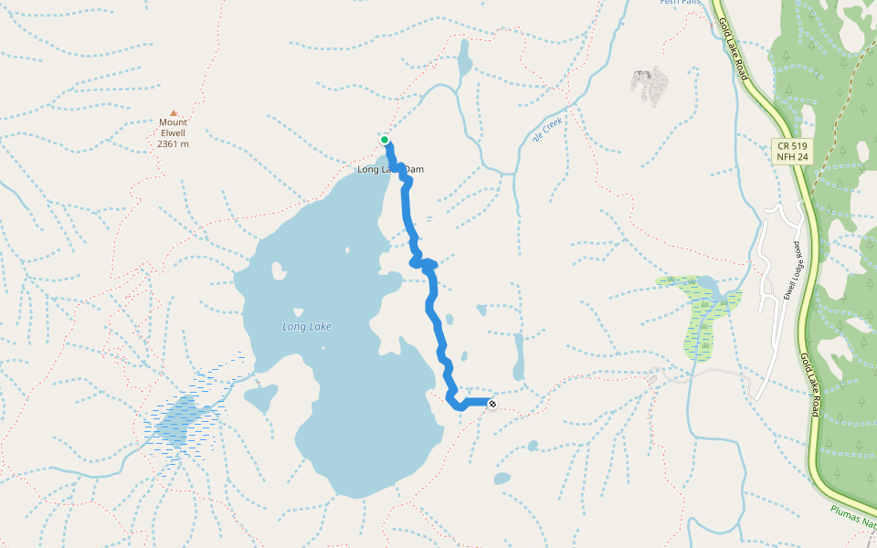 Long Lake Connector walking route map in Graeagle