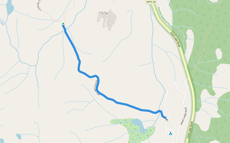 Grassy Lake Trail walking route map in Graeagle