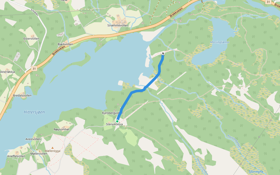 Borta Sjøa walking route map in Røros