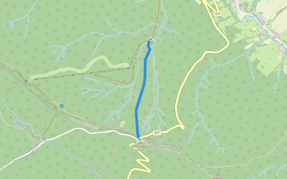 Węgierska Droga walking route map in Małastów