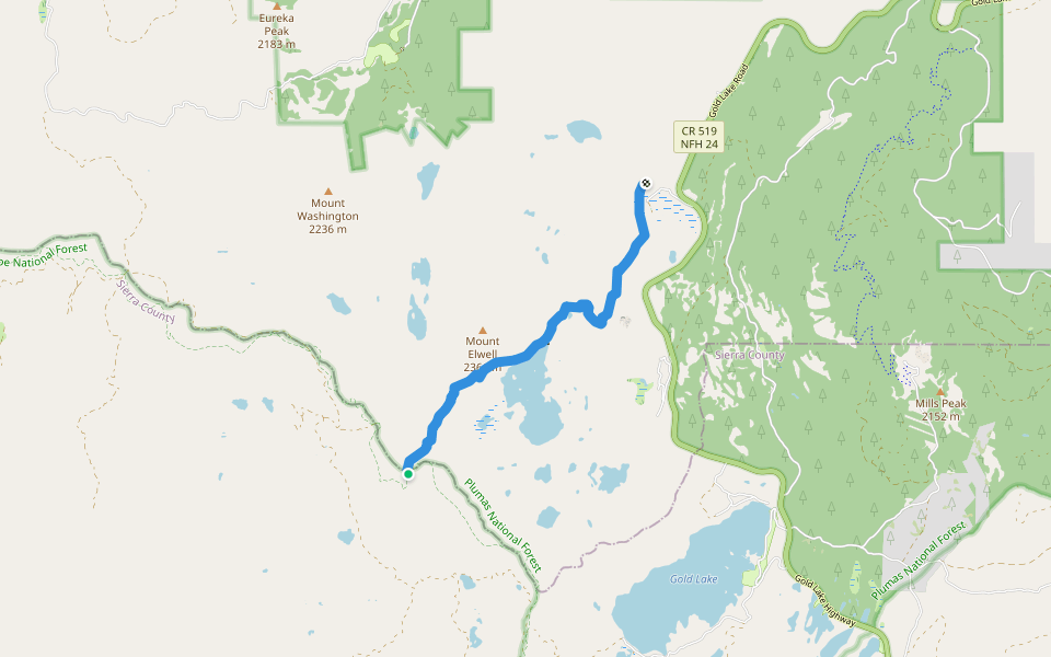 Long Lake Trail walking route map in Johnsville