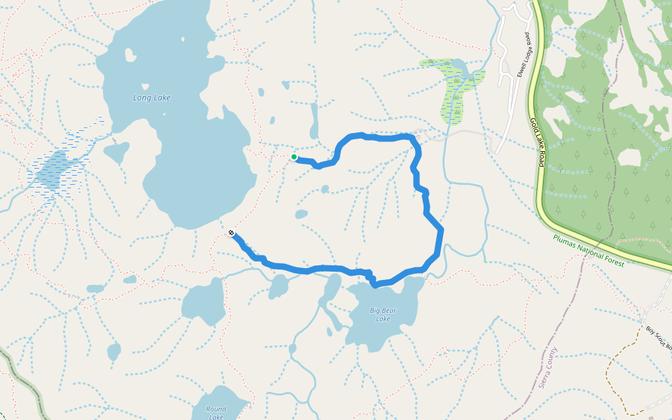 Bear Lakes Loop Trail walking route map in Graeagle