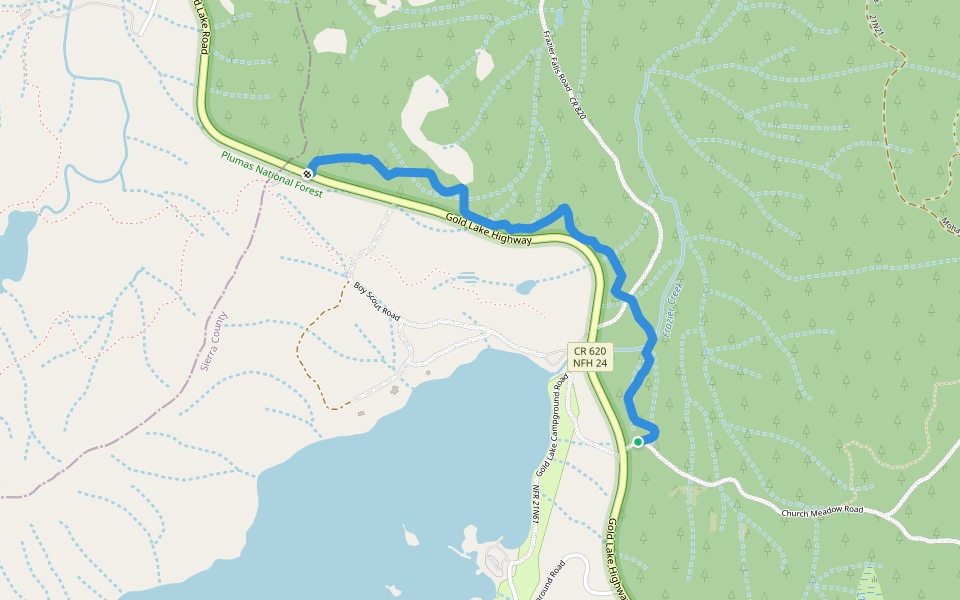 County Line Trail walking route map in Graeagle