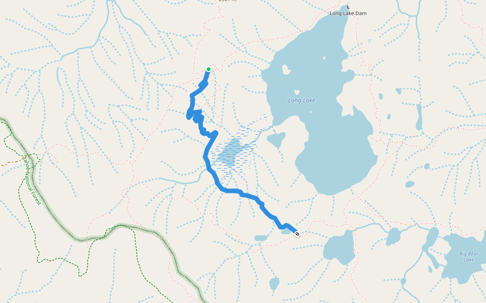 Mud Lake Trail walking route map in Graeagle