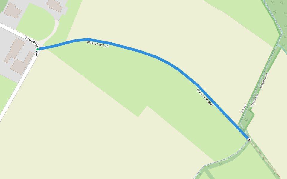 Wassenewegel walking route map in Gavere