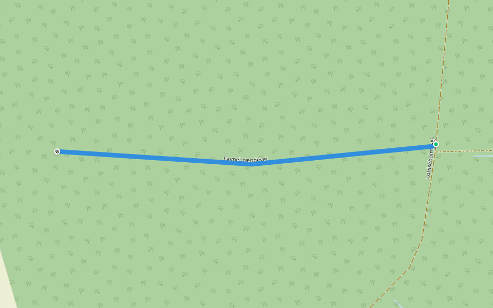 Favnebrændevej walking route map in Jægerspris