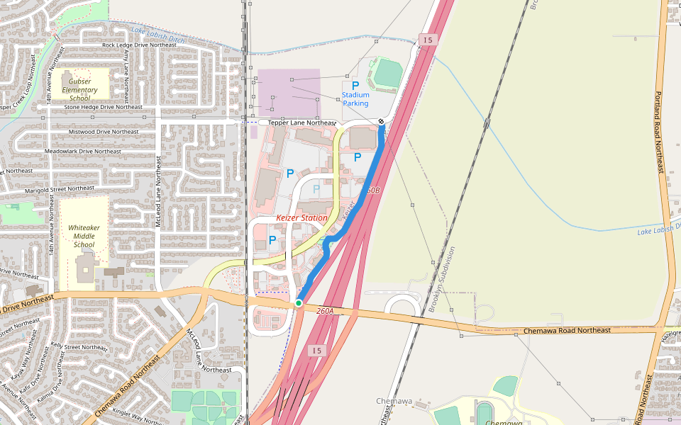 Stadium Greenway walking route map in Keizer