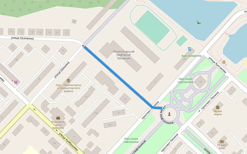 улица 50 лет Победы walking route map in Leninogorsk