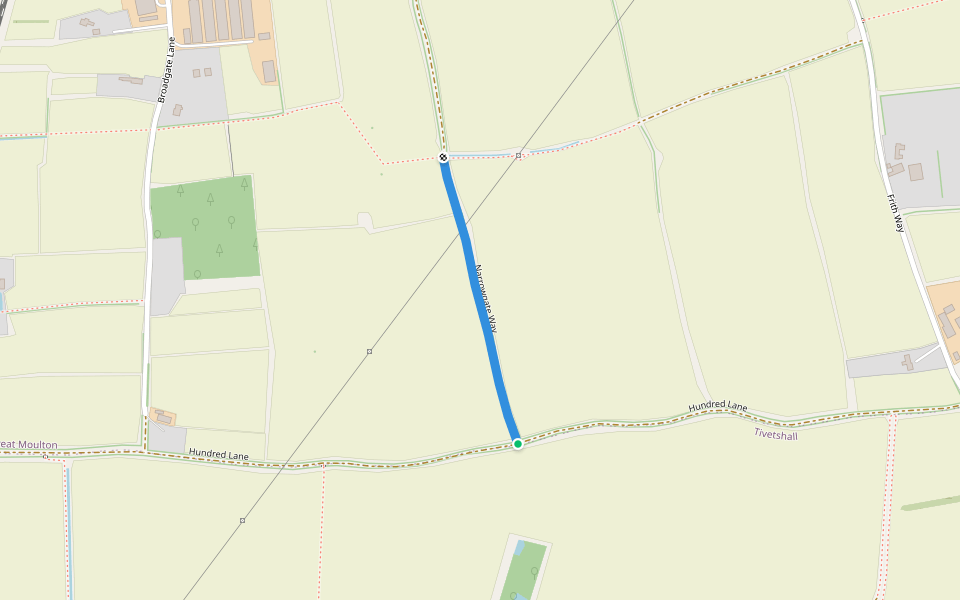 Narrowgate Way walking route map in Great Moulton