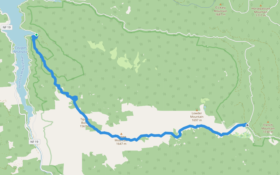 Lowder Mountain Trail #3329 walking route map in Rainbow