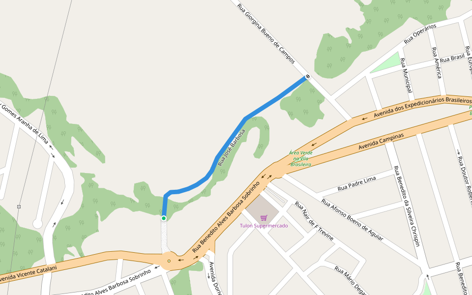 Rua José Barbosa walking route map in Itatiba