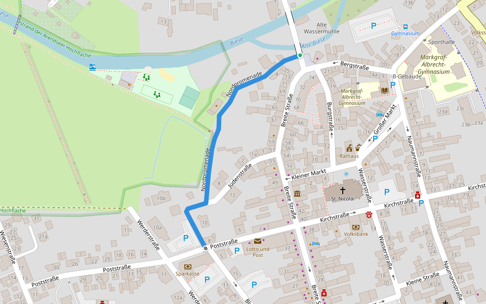 Nordpromenade walking route map in Osterburg (Altmark)