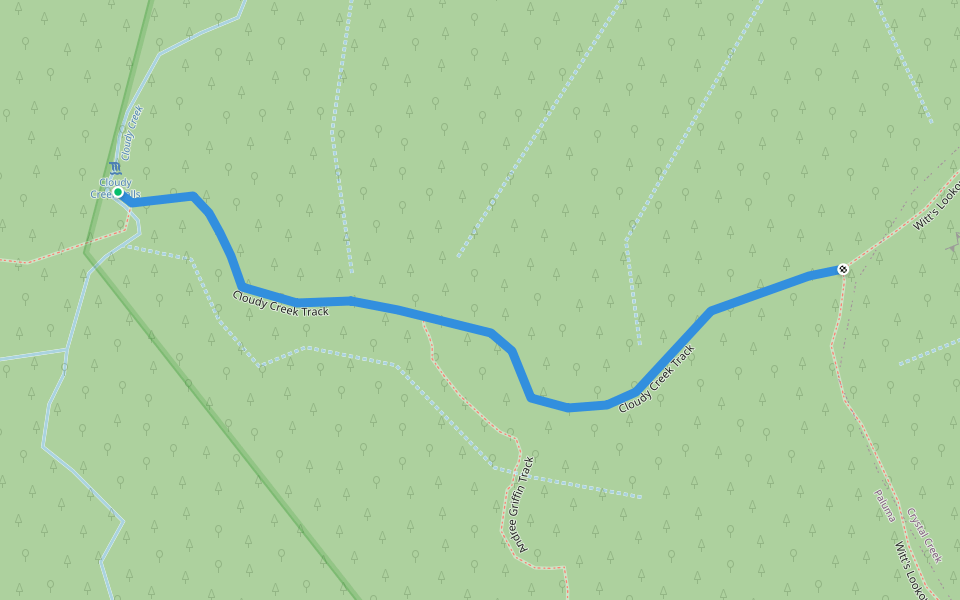 Cloudy Creek Track walking route map in Paluma