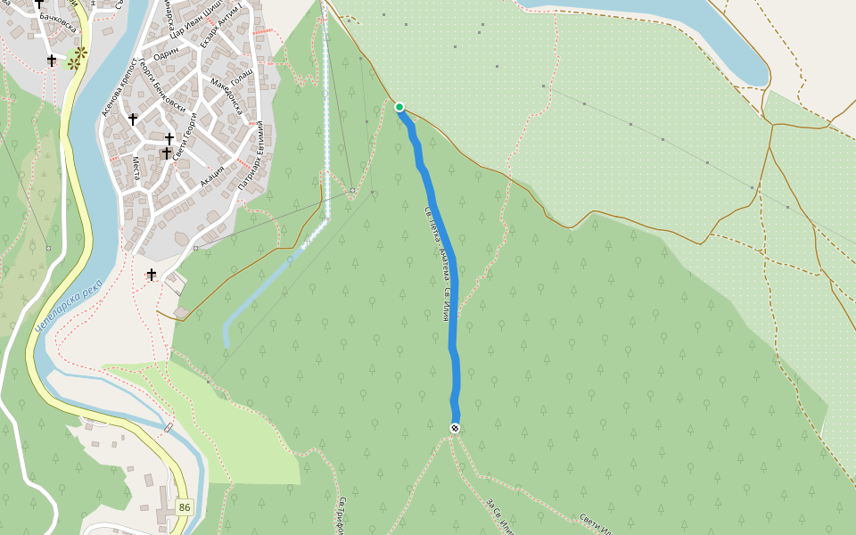 Св. Петка - Анатема - Св. Илия walking route map in Asenovgrad