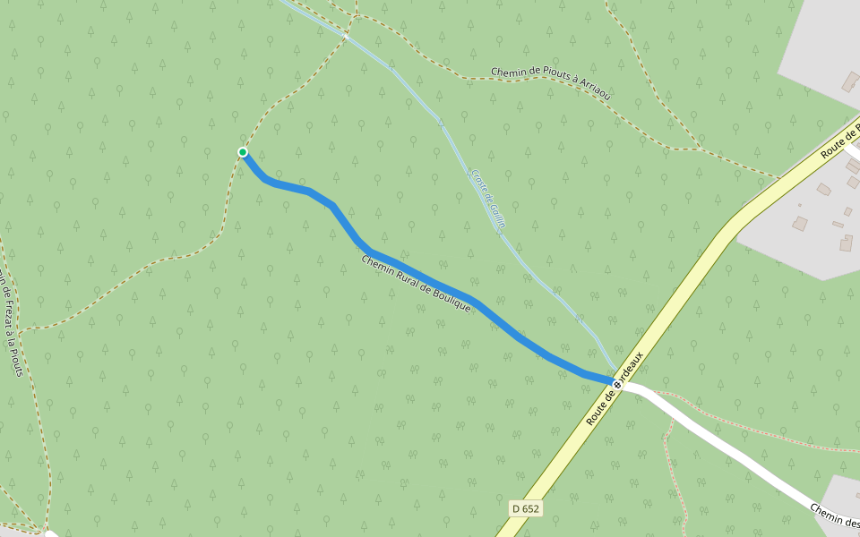 Chemin Rural de Boulique walking route map in Biscarrosse
