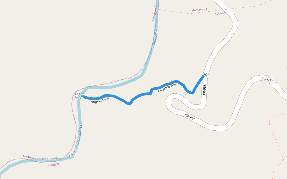 Angelito Trail walking route map in Luquillo