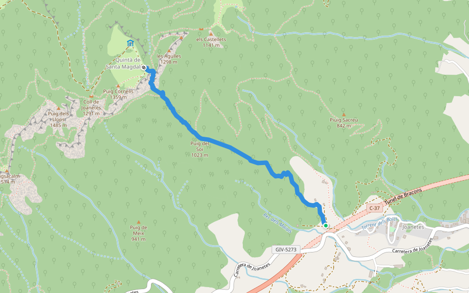 camí Canal Fosca / Ganxos Nous walking route map in Joanetes