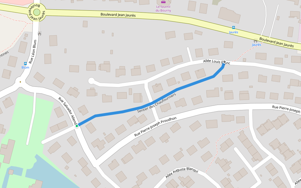 Sentier des Chaufourniers walking route map in Laval