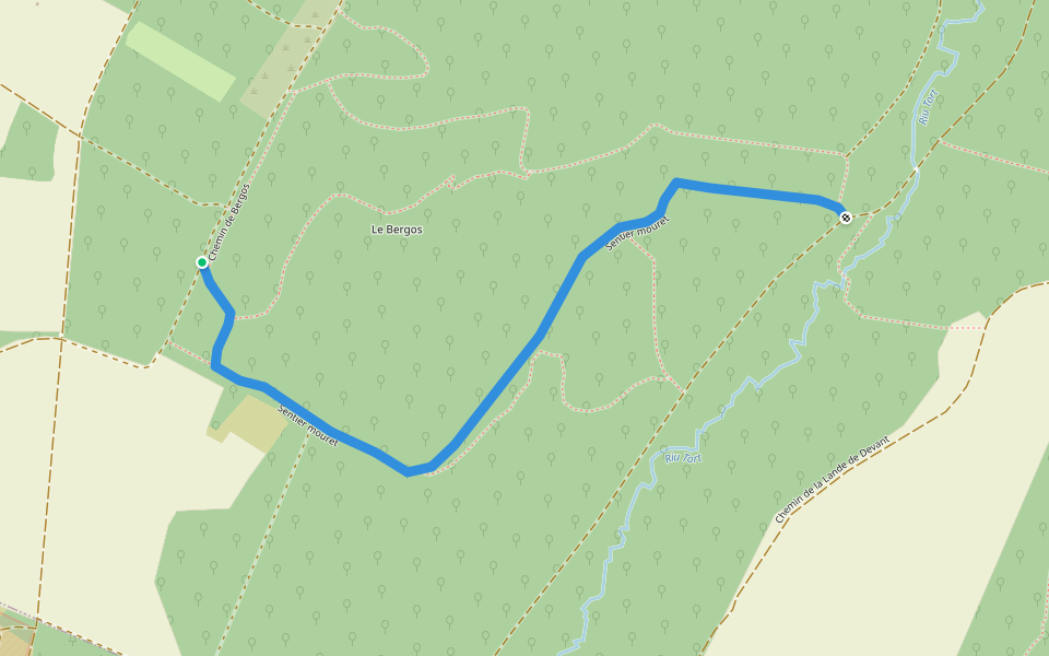 Sentier mouret walking route map in Ibos