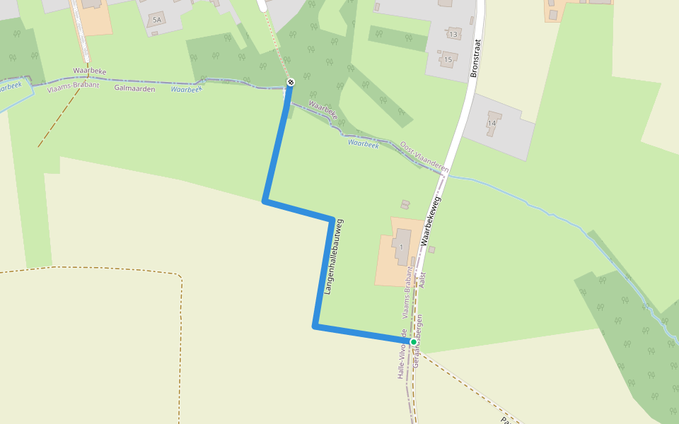 Langenhallebautweg walking route map in Galmaarden