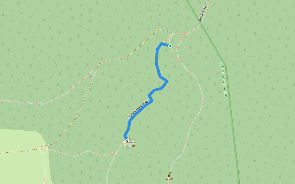 Planinarska staza walking route map in Višća Gornja