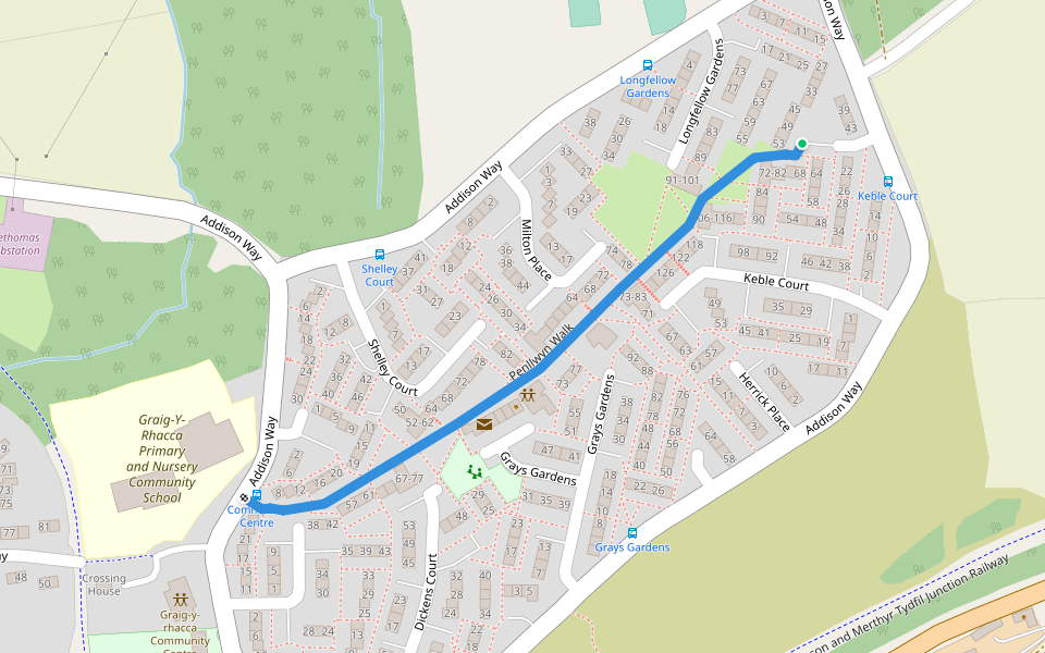 Penllwyn Walk walking route map in Machen