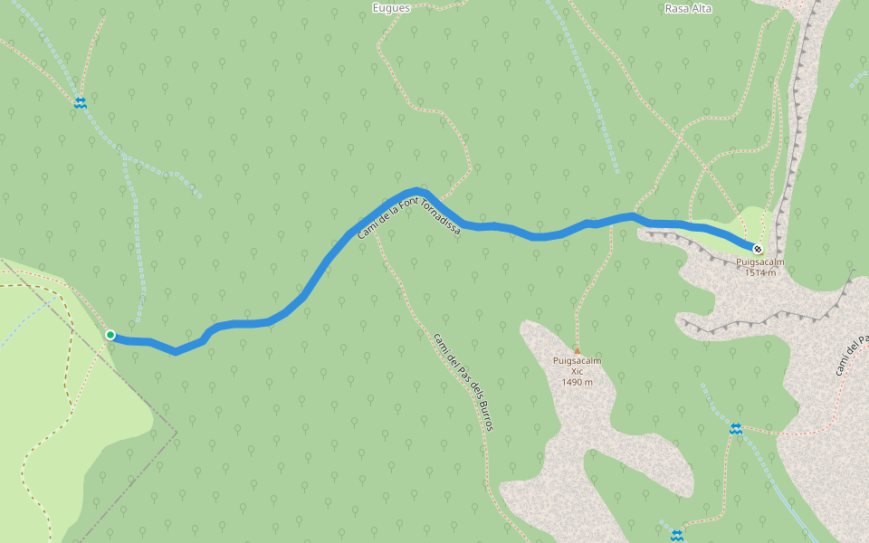 Camí de la Font Tornadissa walking route map in Joanetes