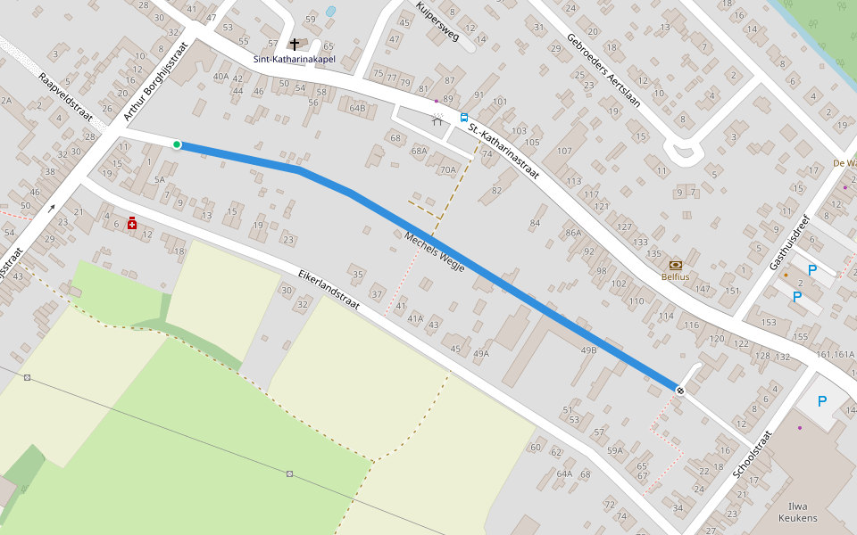Mechels Wegje walking route map in Puurs-Sint-Amands