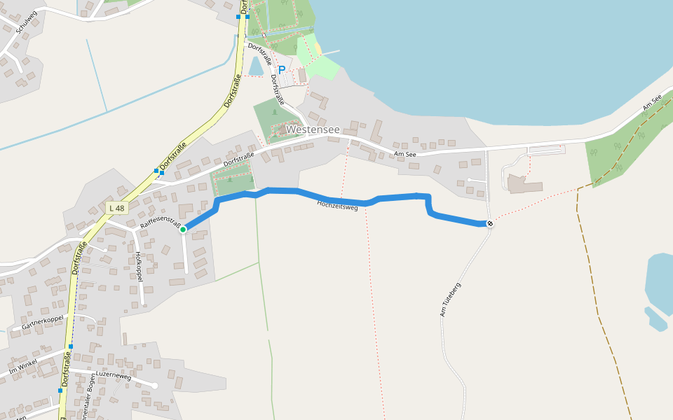 Hochzeitsweg walking route map in Westensee