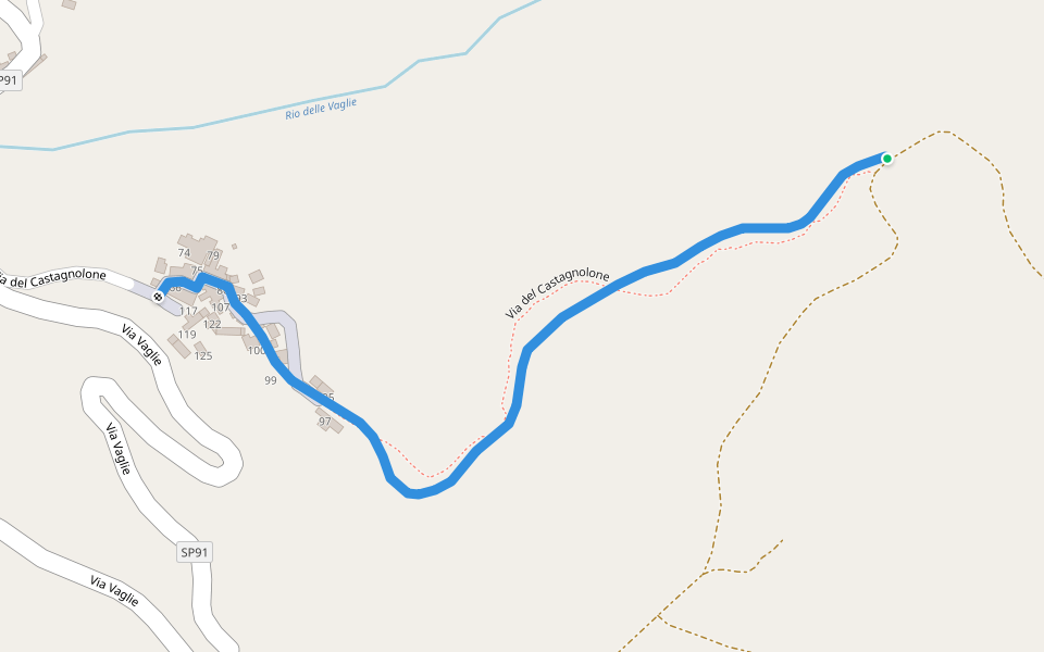 Via del Castagnolone walking route map in Vaglie