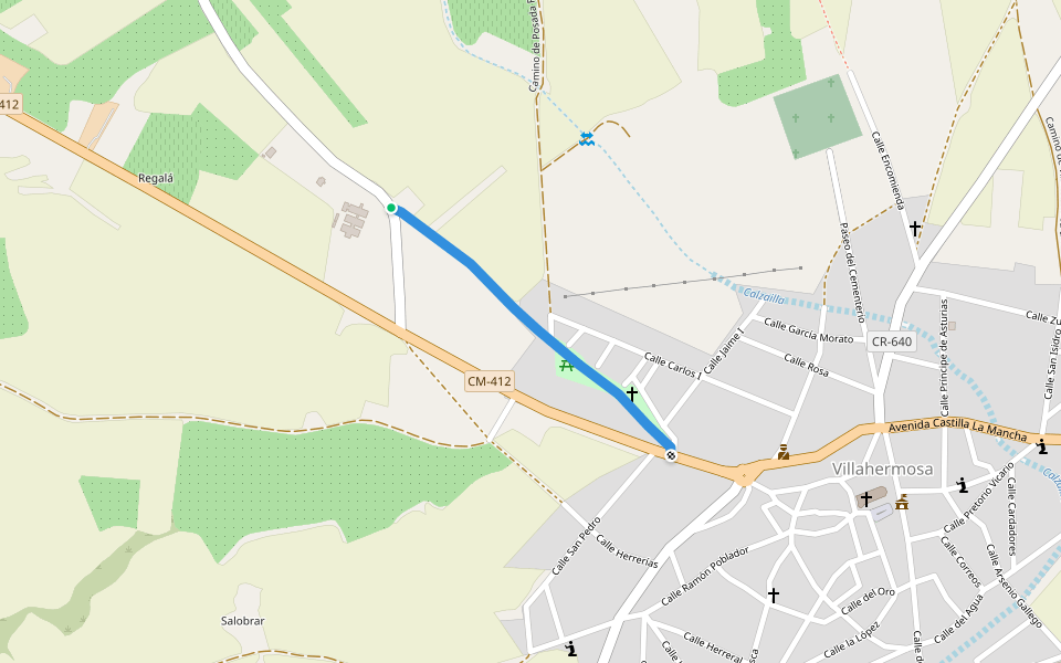 Paseo de Santa Ana walking route map in Villahermosa