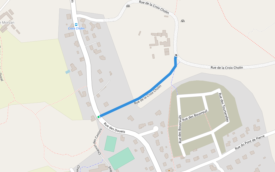 Rue de la Croix Cholin walking route map in Ploufragan