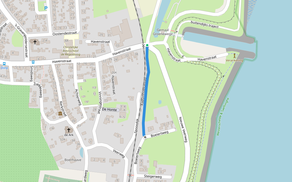 Kapuinhoeksepad walking route map in Hoedekenskerke