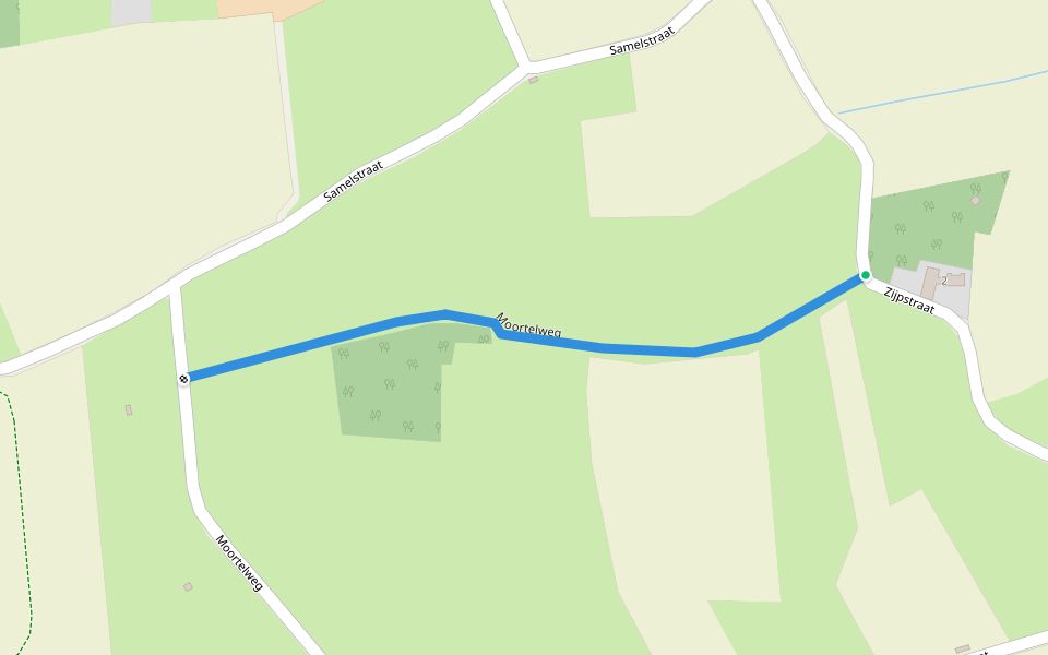 Moortelweg walking route map in Sint-Gillis-Waas