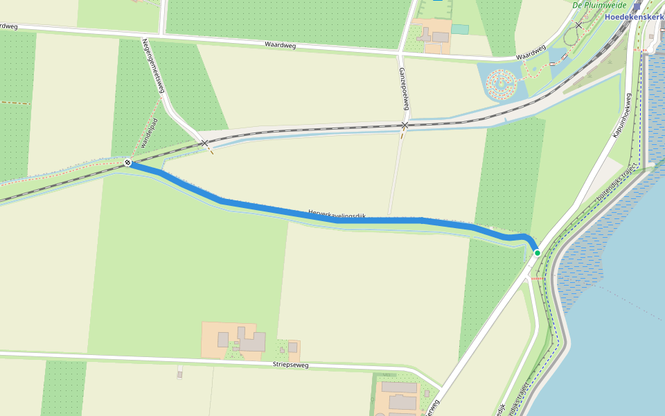 Herverkavelingsdijk walking route map in Hoedekenskerke